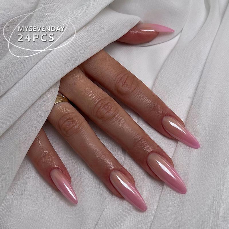 

Nude Pink Gradient Pointed Nail Art Set - 24 Pcs Glue Variant