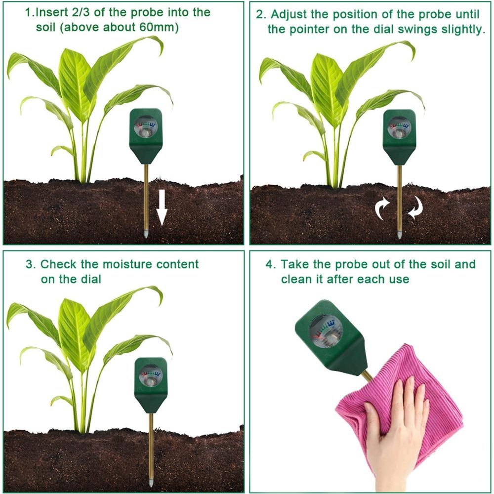 ABS and Metal Soil Moisture Meter Green PH Tester Durable Acidity Alkalinity Test Tool
