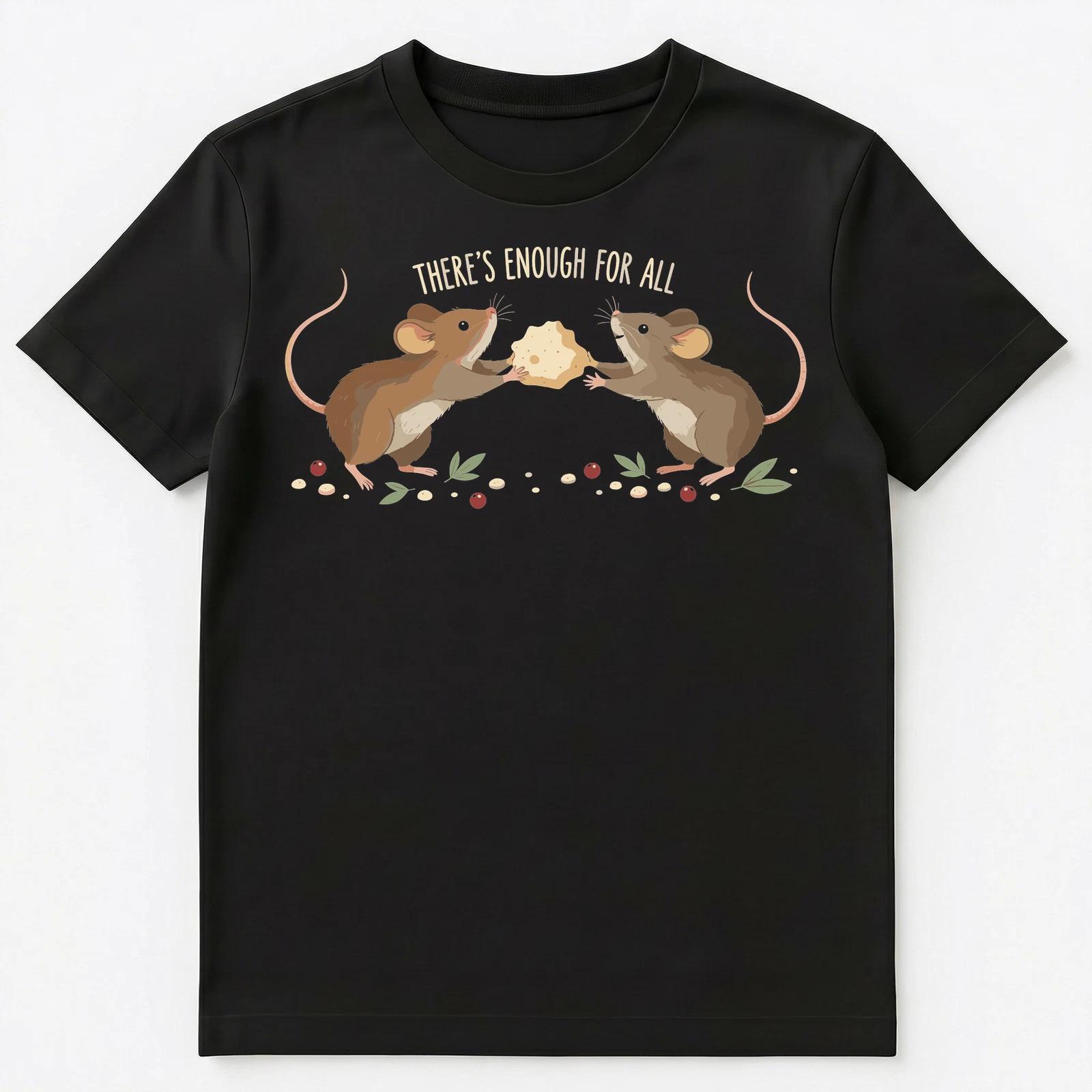 

Cute Mice Sharing Cheese Motivational Illustration Unisex T-Shirt M