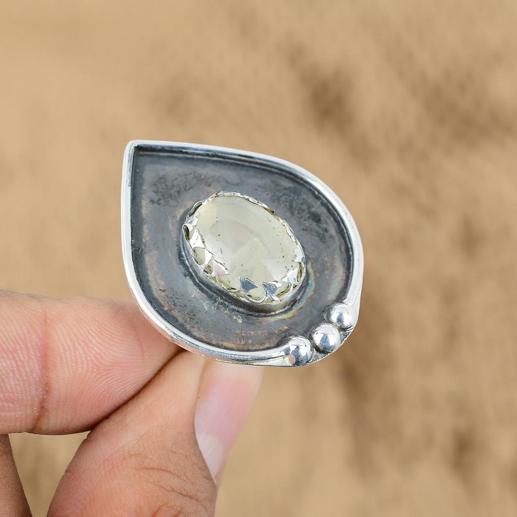 Birthday Gift For Her Natural White Quartz Promise Adjustable Ring 925 Silver