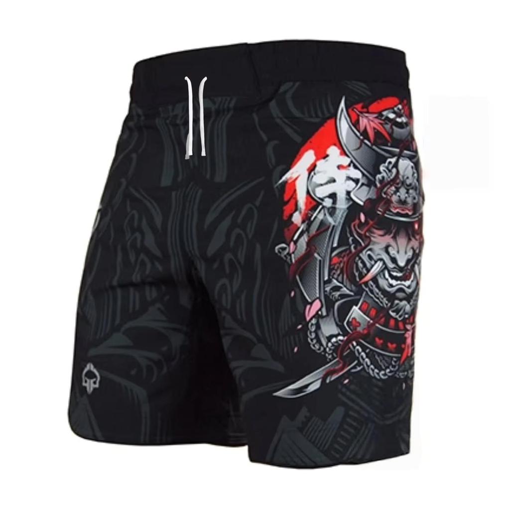 Print Shorts Samurai Japan Dämon Geist Dunkles Training Muay Thai Kickboxen Boxen MMA Unisex Fitnessstudio Fitness Training Schnelltrocknend Elastischer Bund