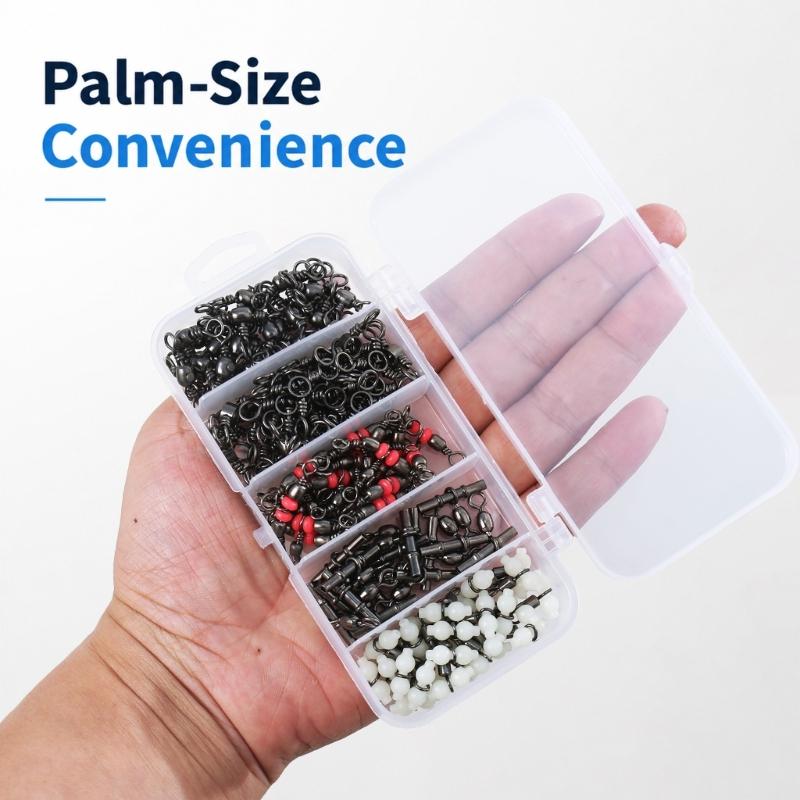 Steel Fishing Line Fasteners, 110 Assorted Rotating Tackle Attachments for Joining Line with Multiple Fishing Accessories During Assembly