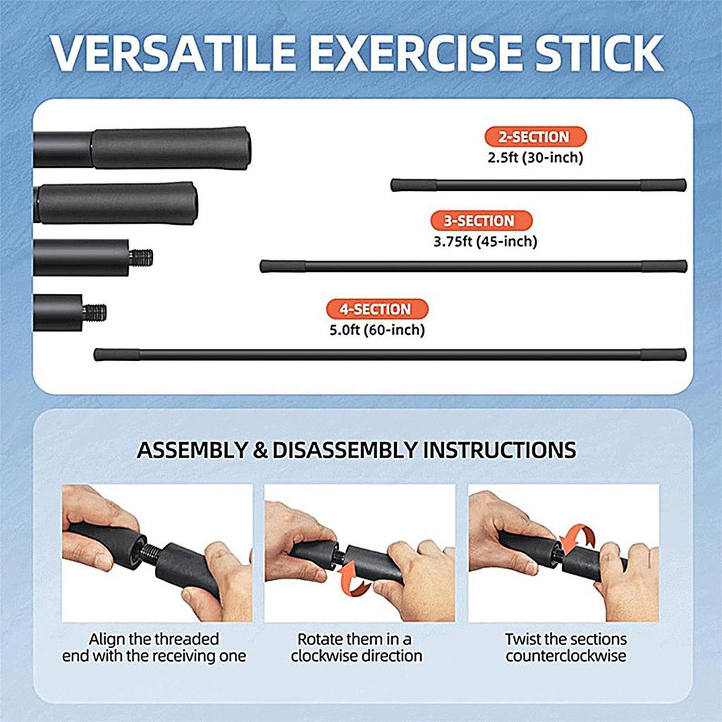 Yoga Stick 5Ft Pole Flexibility And Strength Stick For Rehabilitation Training Fitness Home Mobility Gym Wellness Balance