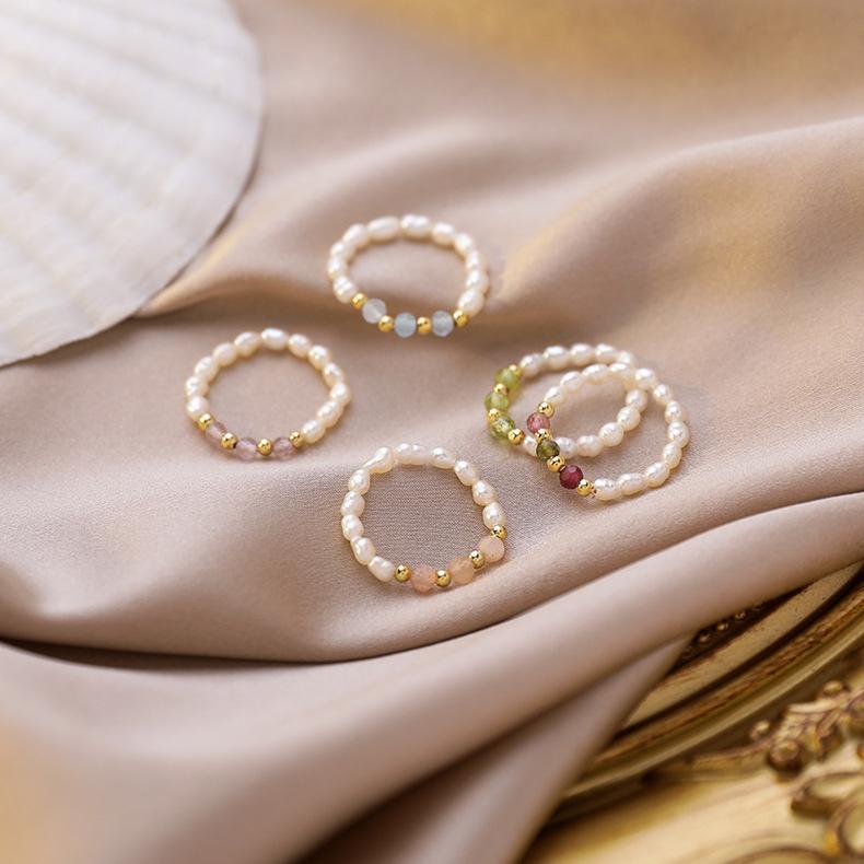 Fashion Handmade Beaded Pearl Ring Women's Handmade Crystal Stacked Wear Fashion Lady Fine Ring Ring Wholesale