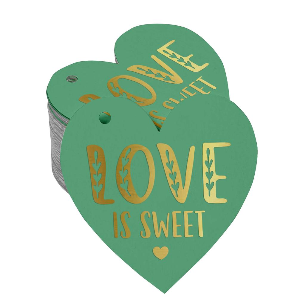 Inkdotpot 100 Pack Real Silver Foil Paper Tag Love Is Sweet Wedding Favor Hang