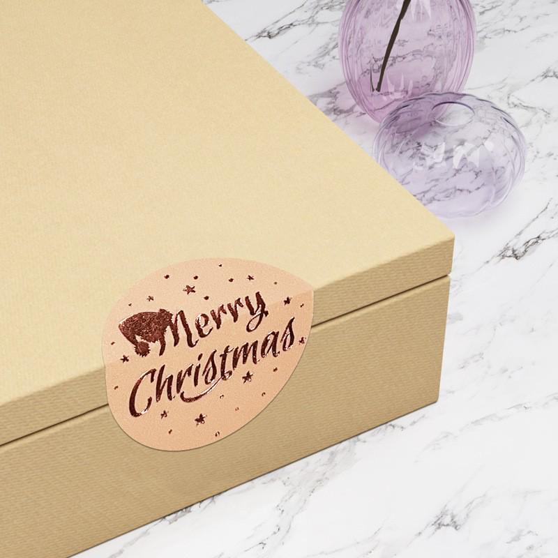 Rose Gold Christmas & New Year Gift Sealing Stickers - Decorative Adhesive Labels