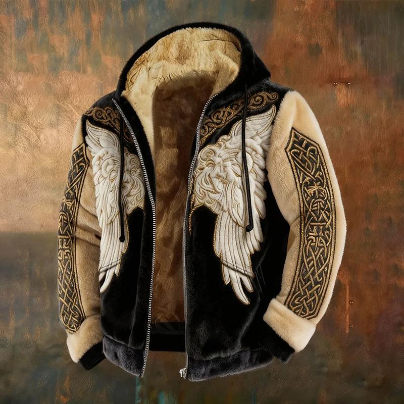 Men's 3D Print Flannel Hooded Zipper Cardigan: Winter Warm Fashion Sweatshirt