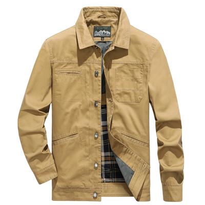 Autumn and Winter New Washed Cotton Men's Jacket Lapel Casual Loose Coat Middle-aged and Elderly Coat Tops