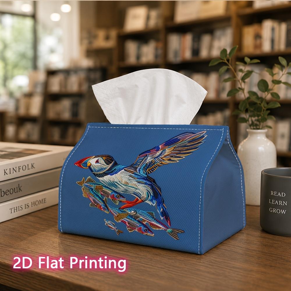 1pc, 2d Flat Printing, Tissue Box Colorful Bird and Fish Kite Patterns Printing Party Tissue Box, Multifunctional Kitchen and Dining Table, Coffee Tab