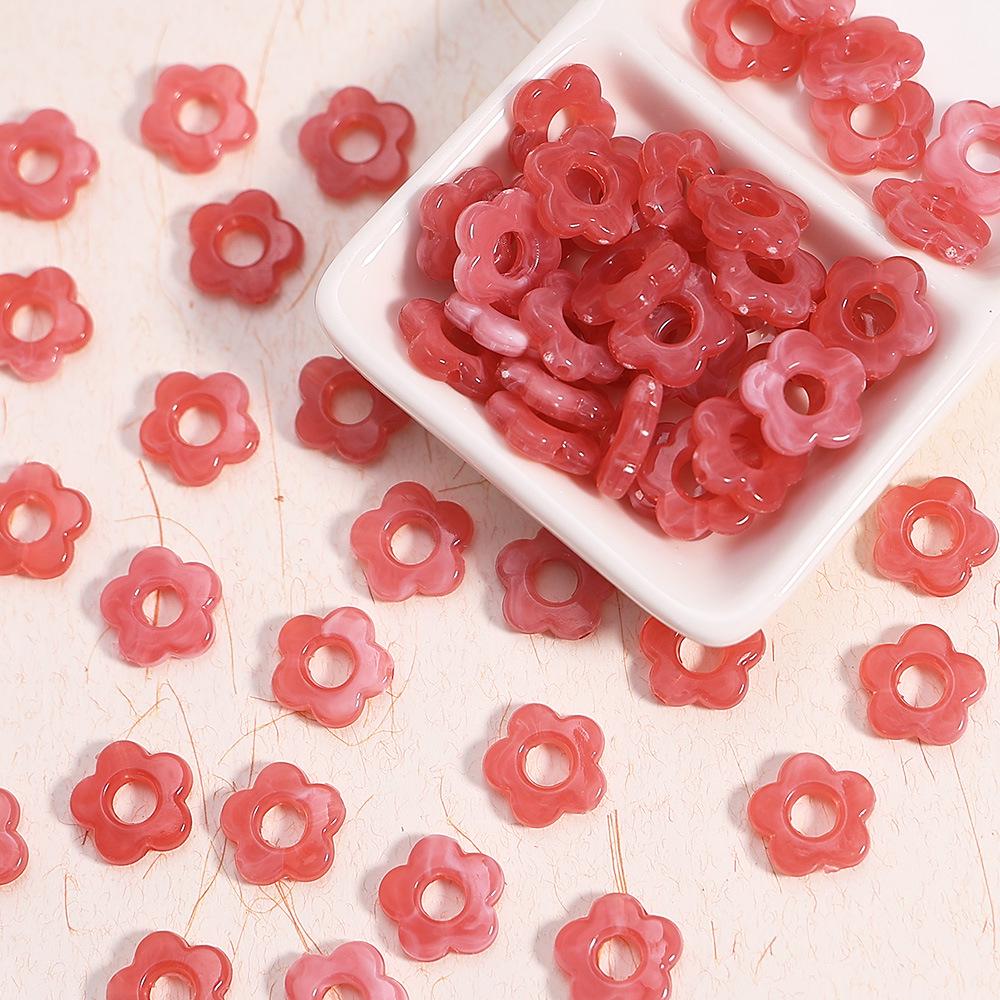 16mm Gradient Plum Blossom Resin Beads, Five-Petal Flower for Handmade DIY Bracelets & Necklaces