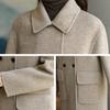 Elegant Tweed Coats Women Mid-length Woolen Coats Office Lady Autumn Winter Korean Style Solid Loose Warm Thick Jackets