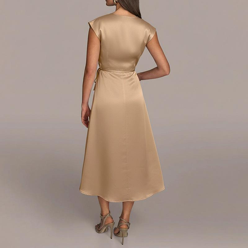 2025 Sommer Elegantes ärmelloses Satin-Abend-Hochzeitskleid