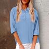 New cotton and linen women's shirts European and American loose casual V-neck button-up tops women's clothing