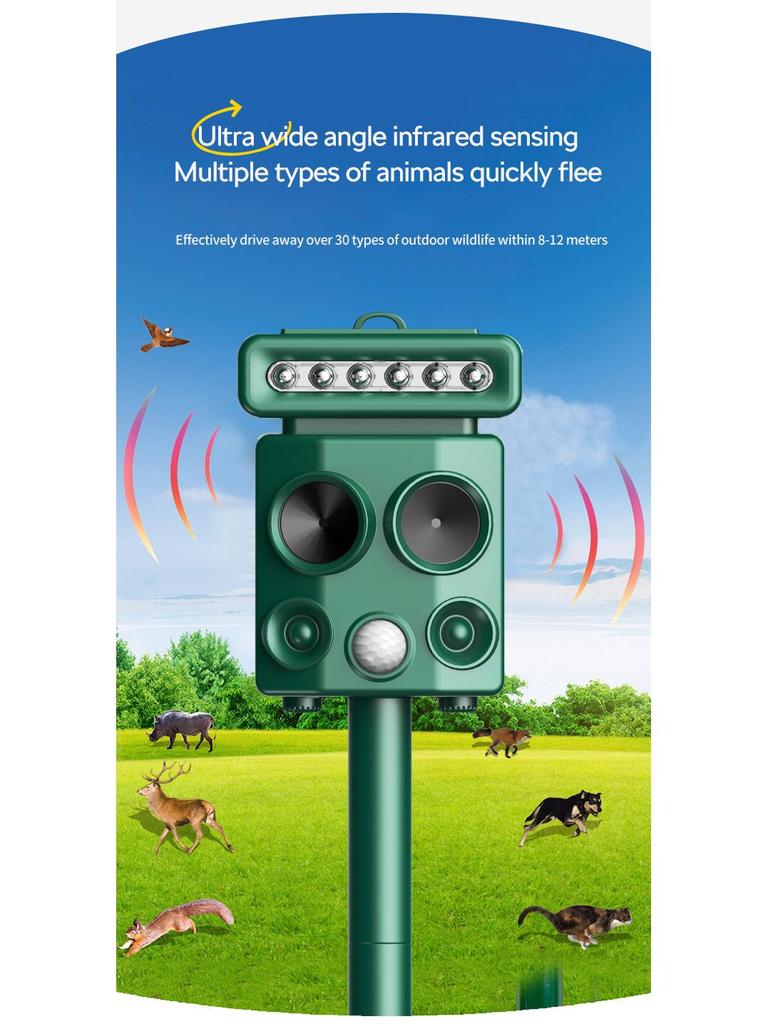 New Outdoor Solar Ultrasonic Rodent and Bird Repeller - Top-Selling Animal Repellent