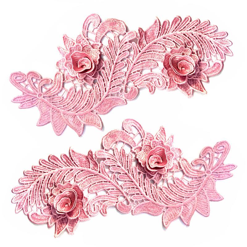 1 Pair Flower Fabric Appliques for Fashion Clothing Clothes Dress Decor 3D Hollow Water Soluble DIY Crafts Lace Embroidery