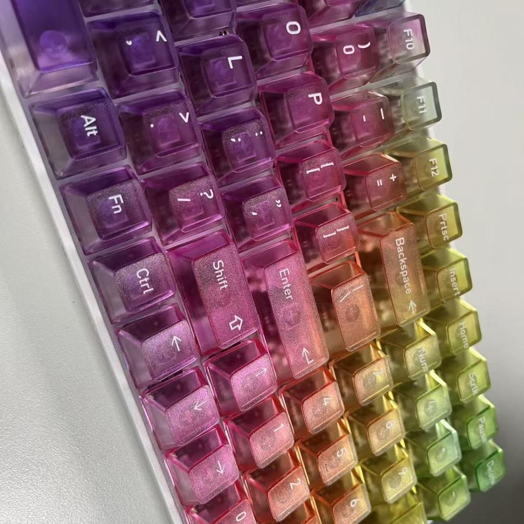 Mattierte Regenbogen-Farbverlauf Tastenkappen - Angepasste Passform für 61/68/75/87/98 Tasten