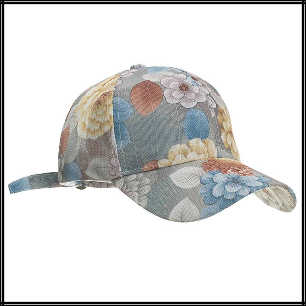 White Fang Cap Floral Pattern Hat Sports Running Outdoor CA659 Women's (Beige)