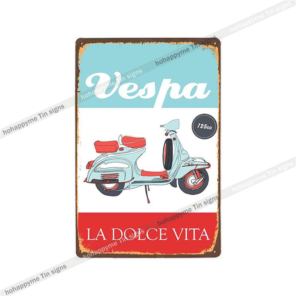 

Vespa Motorcycle Metal Sign Plaque Decoration Vintage Wall Art Poster Pub Bar Club Retro Plate Home Decor Tin Painting 20x30cm 20x30cm（7.8x11.8inch）