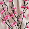 Artificial Plum Blossom Branch Fake Cherry Blossom Stems 21" Long Stem Faux Silk Flower for Wedding Party Table Centerpiece