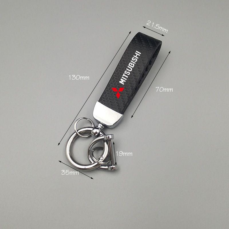 Auto Keyring Carbon Leather Keychain for Mitsubishi Pajero Sport Eclipse Cross L200 Colt Delica Ralliart Triton Car Accessories