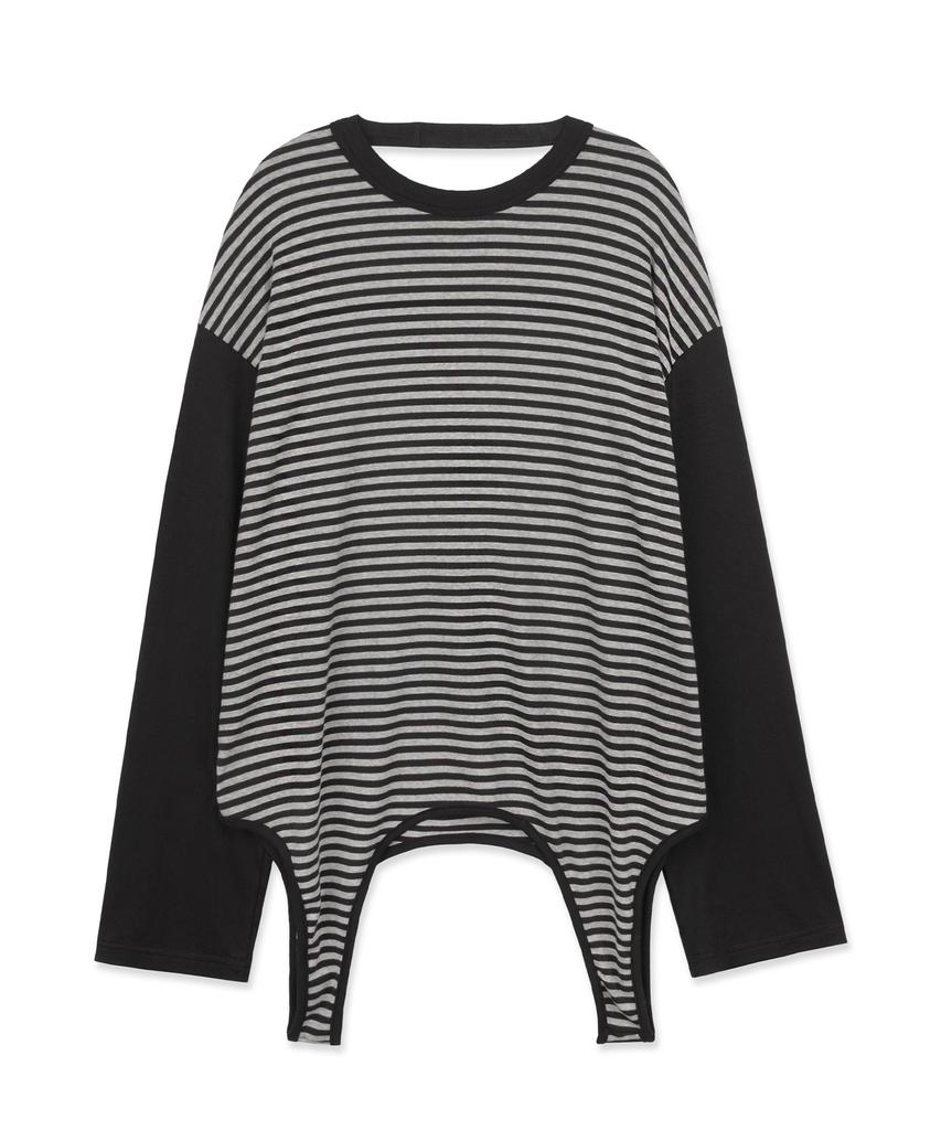 Holpeipeo Striped Six-Way Loose Top (Black)