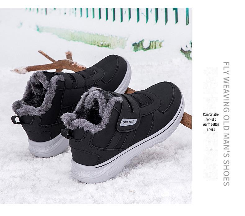 Men's High Top Waterproof Winter Boots with Velvet Lining - Soft Sole, Warm Snow Shoes for Elderly & Dad.