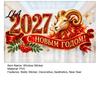 Reusable Static Decals 2027 Window Sticker, Russian Language Happy New Year Removable Vinyl Stickers Waterproof PVC Cling Decal for Home Decoration