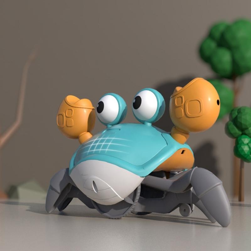 Musical Light Up Crabs Toy for Toddlers Encourages Crawling Walking Electric Obstacle Avoidance Crabs Kids Learning Toy