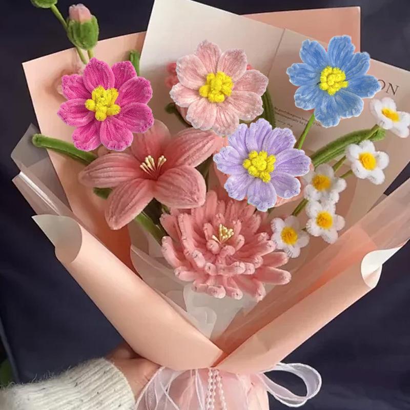 2Pcs Pipe Cleaner Friends Gift Home Decor 35CM Galsang Flower Branch Handmade Finished Flowers Woven Flower Auspicious Flower