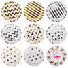 10 pezzi per 1 lotto Set di stoviglie monouso a righe blu rosa con pois Bicchieri di carta Piatti Cannucce Forchette Set monouso Decorazioni per feste di compleanno e matrimonio