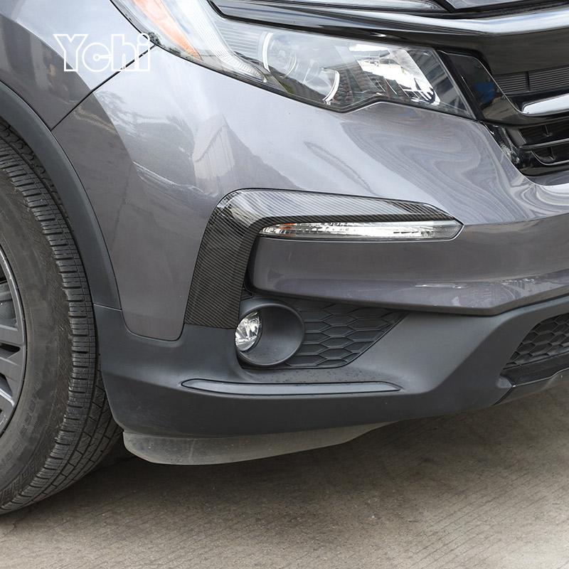 ABS Carbon fibre/Silver Car Front Bumper Side Air Intake Trim Strip Sticker For Honda Pilot 2015-2026 Car Exterior Accessories