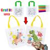 1-10Pcs Sets Diy Graffiti Bag With Markers Handmade Painting Non-Woven Bag For Children Arts Crafts Color Filling Drawing Toys