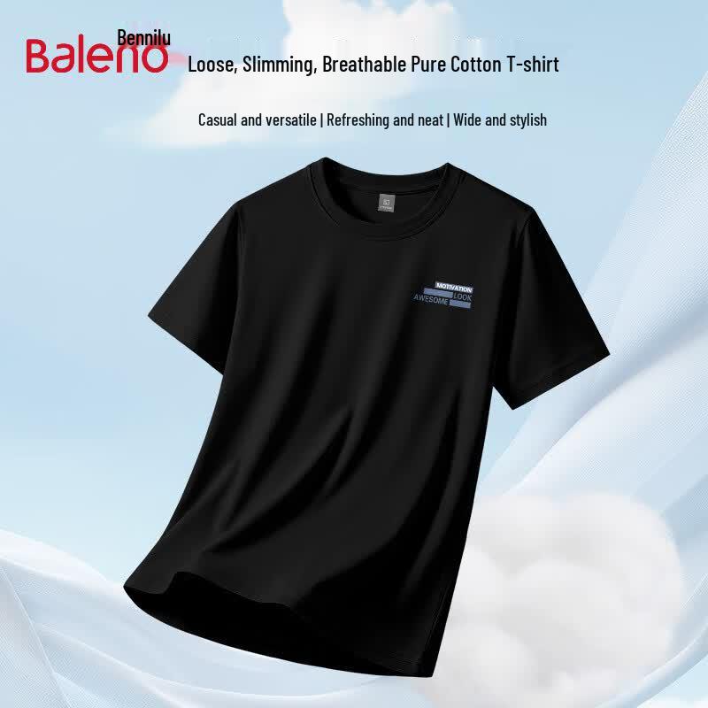 Baleno Men s Pure Cotton Short Sleeve T-Shirt S чёрный