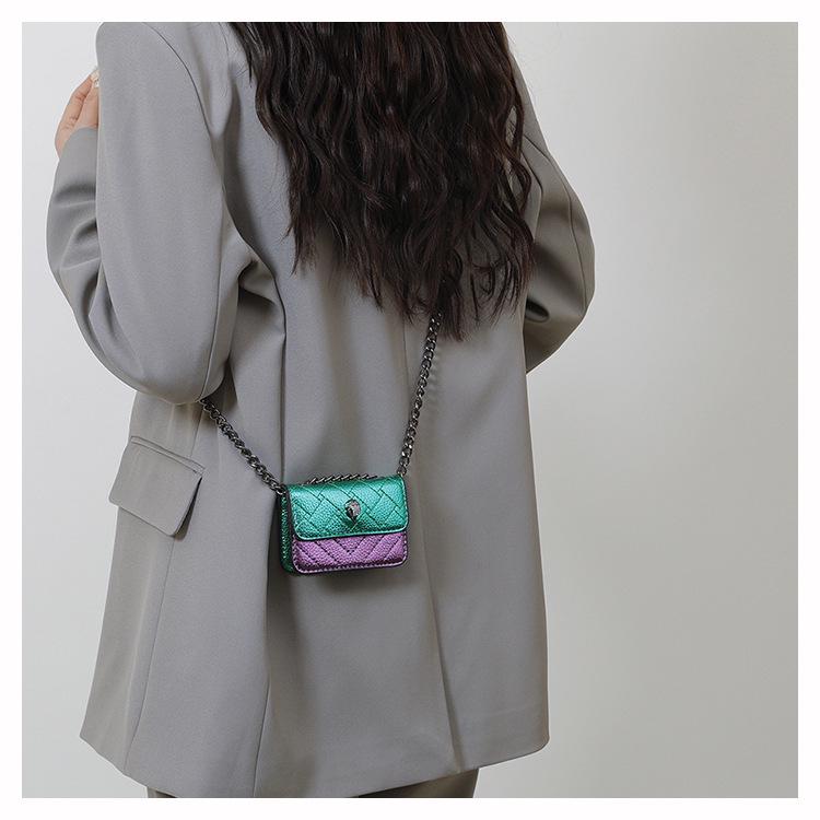 2025 Frühling/Sommer Diamantgesteppte Mini-Ketten-Tasche - Adlerkopf Bestickte Umhängetasche