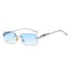 New Rimless Rectangle Vintage Metal Leopard Head Sunglasses Fashion Frameless Tinted Glasses Shades For Women Men
