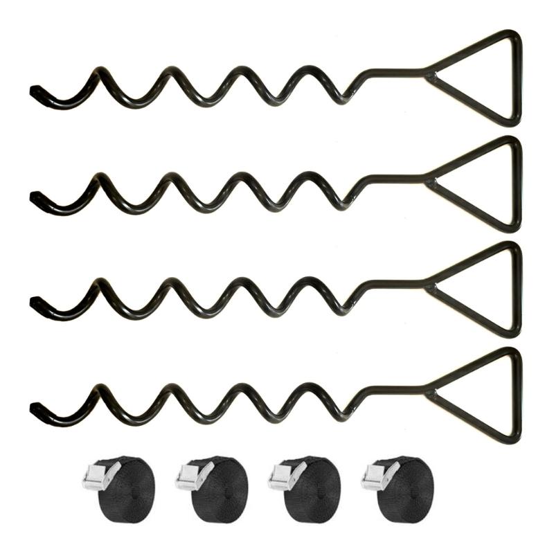 Tie Set for Tree Support, 4 Iron Loop Handle Stakes with 4 Adjustable Ties for Garden and Landscape Maintenance