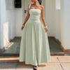 Sleeveless Strapless Tube Dress Women's Casual Fashion Slim Fit Elegant Long Maxi Dress with Pleated Skirt Design for Summer