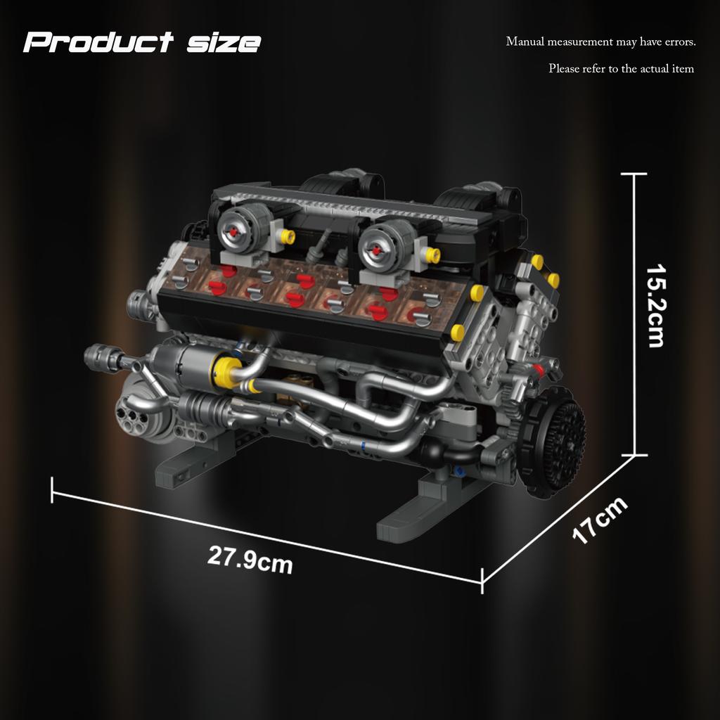Non-Toxic 1409Pcs V12 Engine Building Blocks Sports Car Engine Model Desktop Ornaments Technology Bricks Children'S Diy Toys Holiday Gifts