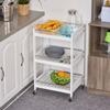 Wooden Kitchen Serving Trolley with 3 Shelves and Wheels, 45x38x78cm, White