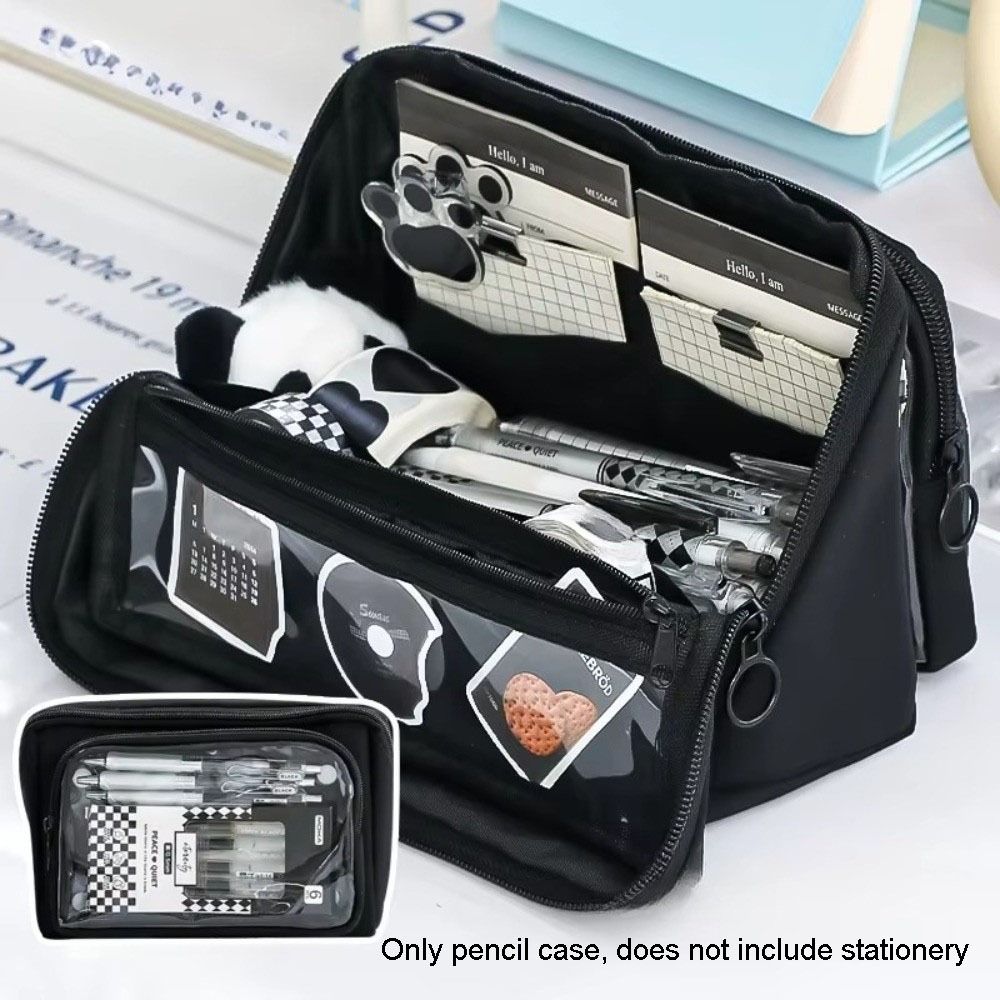 Large Capacity Transparent Pen Bag DIY Stationery Box Cute Transparent Pencil Case  Office