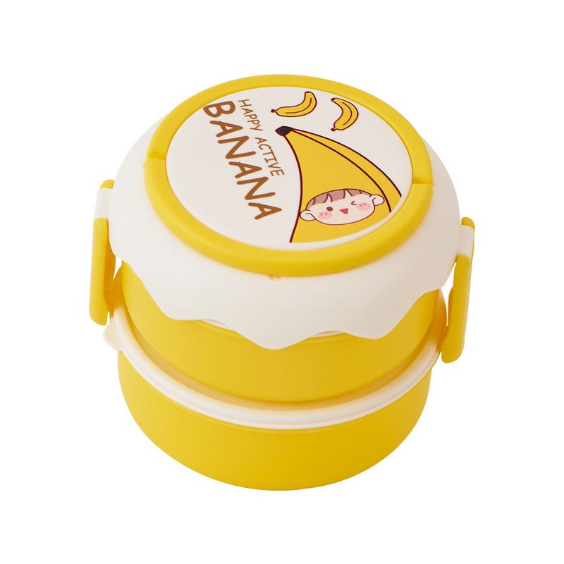 1L/2L Double Layer Lunch Box Cute Children Bento Box with Compartments Microwavable Food Storage Container for Picnic School