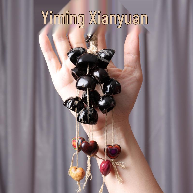 Yi Ming Xian Yuan Seed Shell Rattle Pendant: Handmade Wind Chime Bell Ornament for Backpack or Car