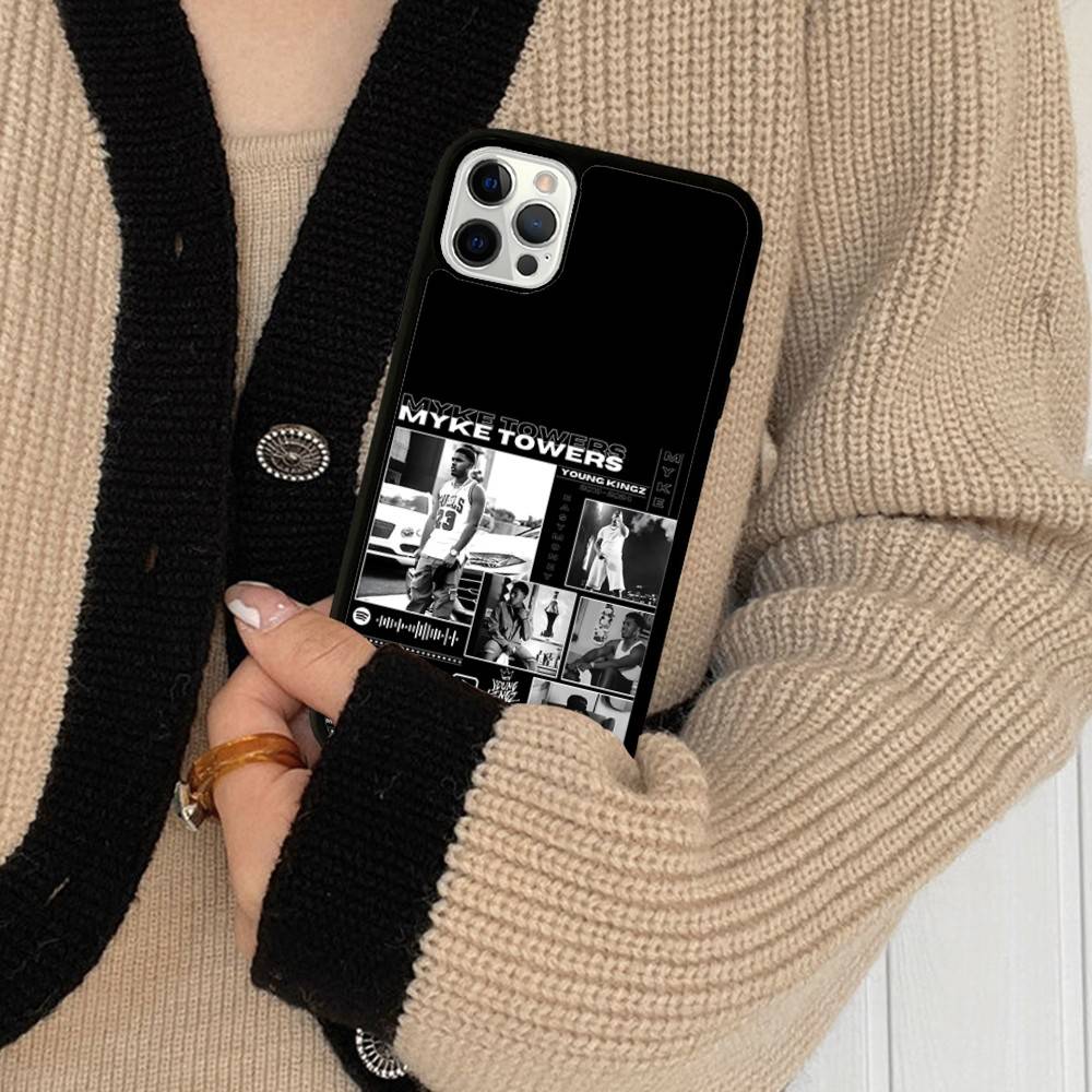 Myke Towers Rapper PC+TPU Phone Case For IPhone 11 12 13 14 15 16 17 Plus Pro Max Cover