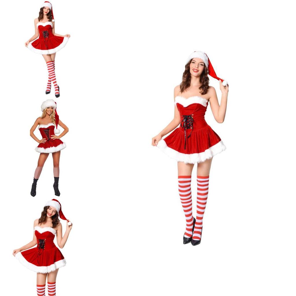 Fabulous Xmas Santa Claus Dress With Fur Trim For Women