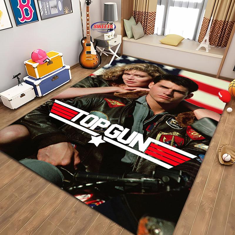 Classic Movie Carpet Top Gun Tom Cruise Rug for Home Living Room Bedroom Sofa Doormat Decor,kid Area Rug Non-slip Floor Mat Gift