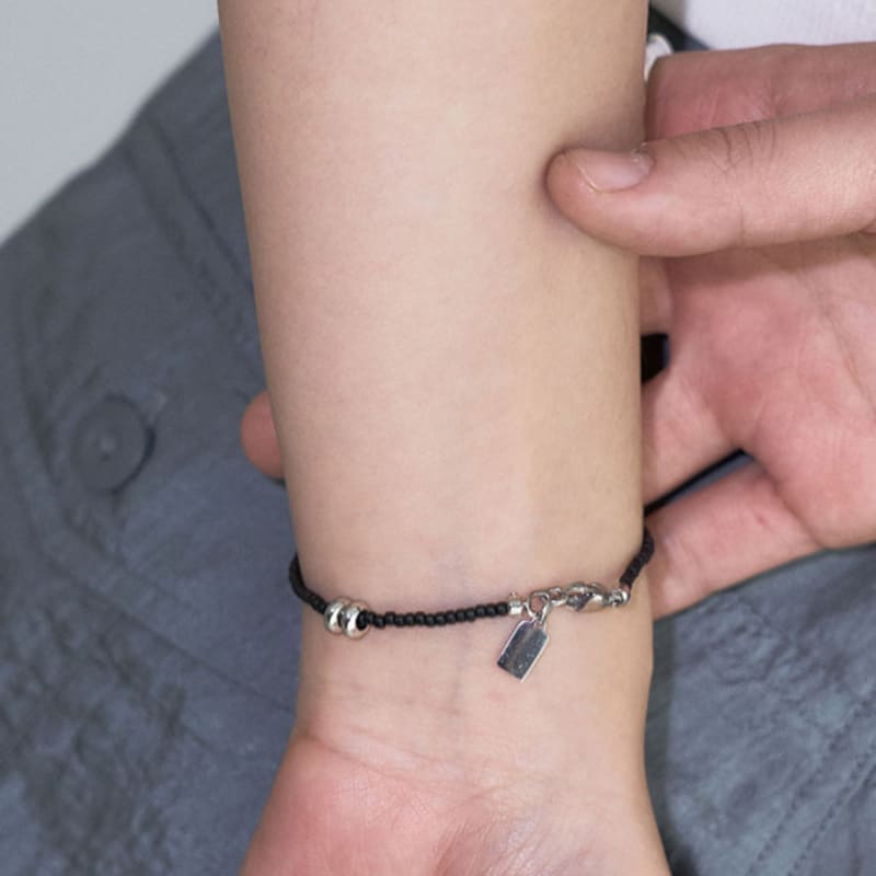 OURPIERRE SILVER DONUT BRACELET BLACK