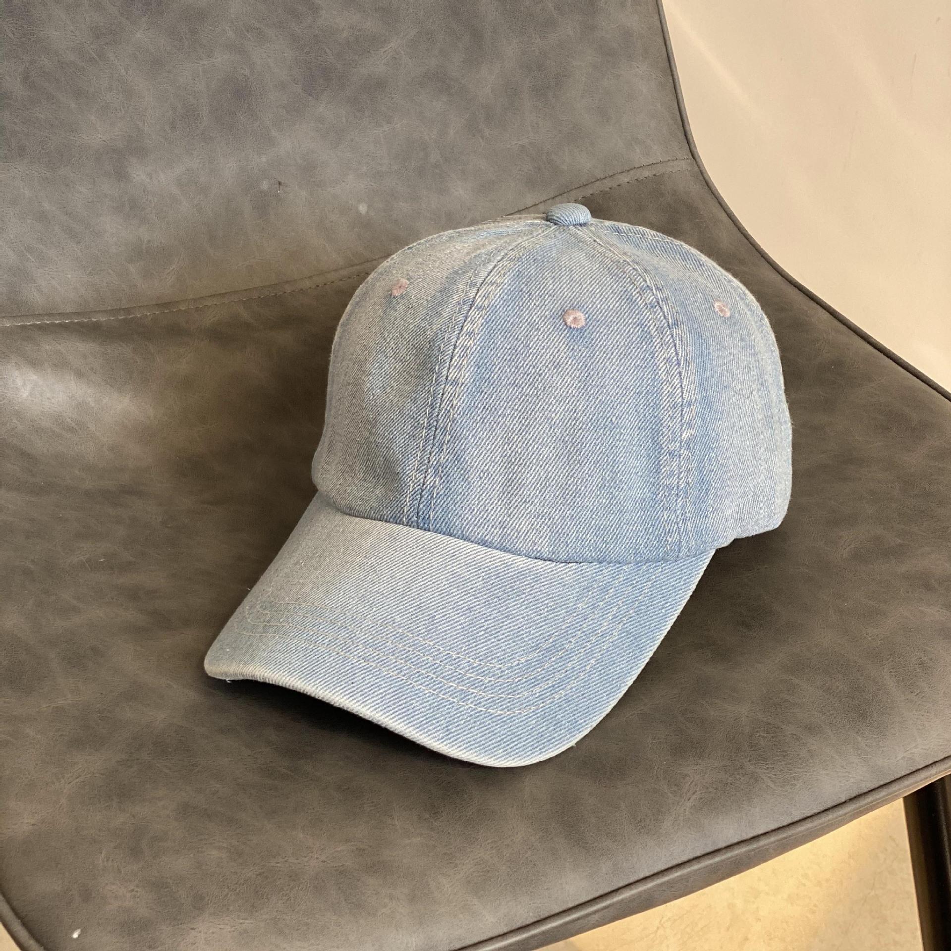 

джинсовая кепка летняя легкая бейсболка для повседневной носки женская универсальная закругленная шляпа от солнца мужская прилив большая окружность головы M（56-58cm）