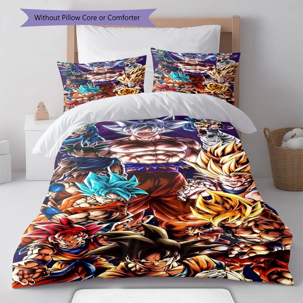 Juego de Ropa de Cama con Estampado de Dibujos Animados Colcha Funda de Colcha Funda de Almohada Decoración del Hogar Regalo de Cumpleaños (1 * funda nórdica + 2 * fundas de almohada, sin núcleo)