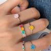 Drip Colorful Chic Glaze Smiley Face Heart Ring For Women Trendy Adjustable Copper Finger Jewelry
