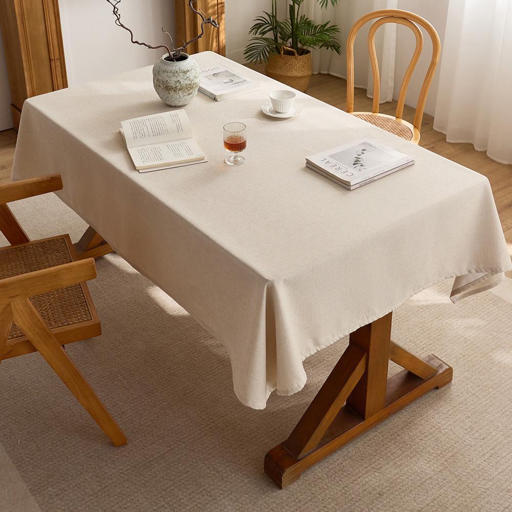 

Solid color tablecloth cotton and linen style fabric thickened new Chinese high-end tablecloth hotel homestay dining table meeting cover 40x60